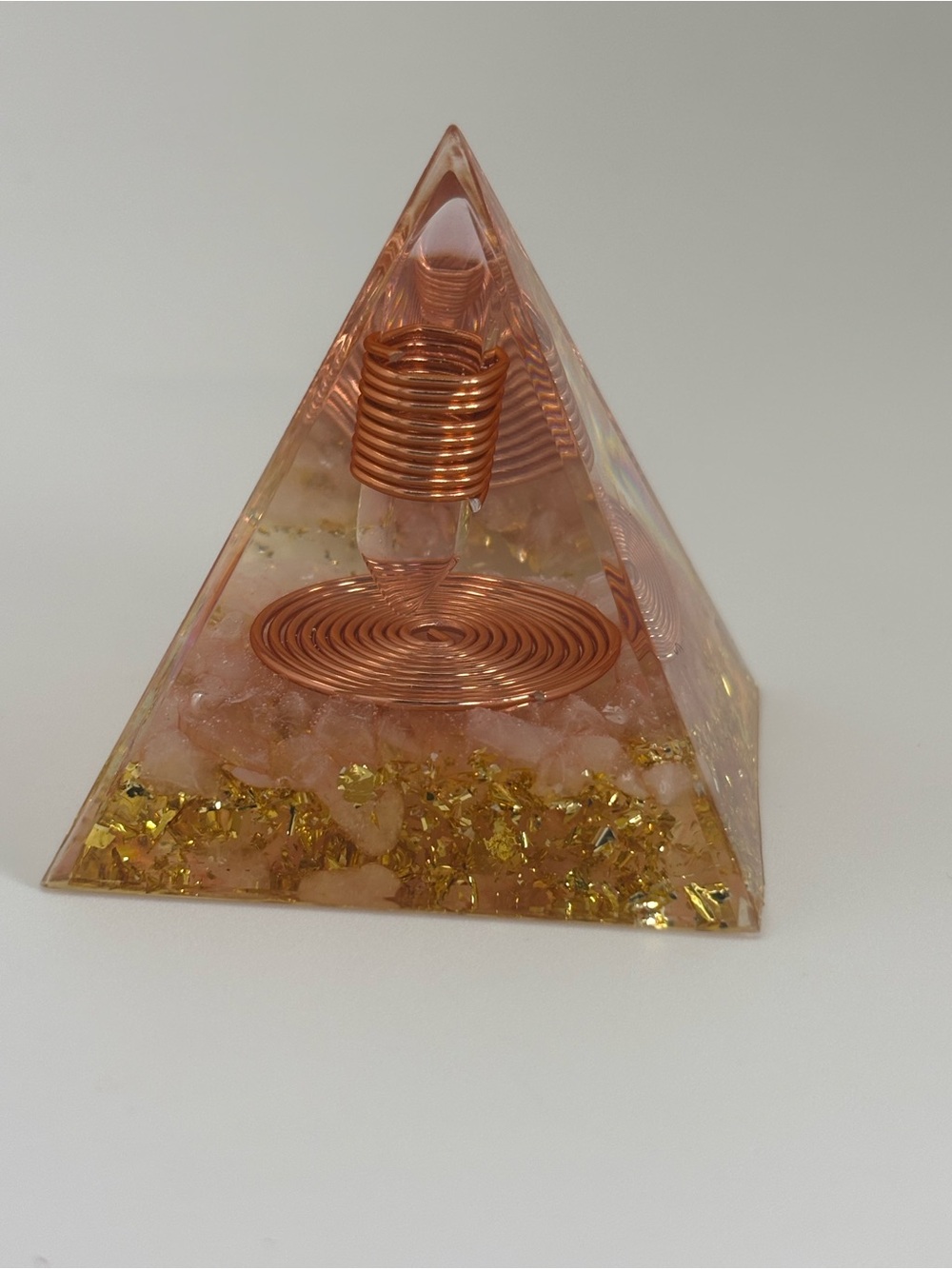 Rose Quartz Orgone Pyramid | Copper Coil Energy Generator